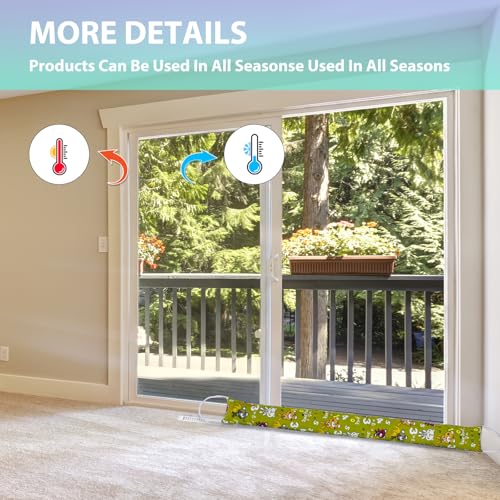Weighted Door Draft Stopper, 2 Pack 48 Inch Under Door Blocker, Bottom of Door Window Air Noise Light Gap Filler, Saving Energy Cartoon Print Canvas Cotton 2.8Lb - size: 48 inch