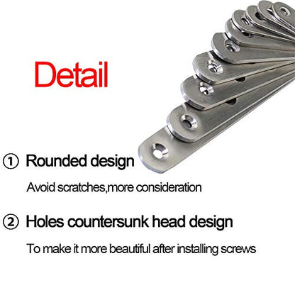 4 pcs 245mm / 9.7" Length 8 Hole Stainless Steel Straight Corner Brackets Flat Fixing Mending Brace Plates with Fixing Screws