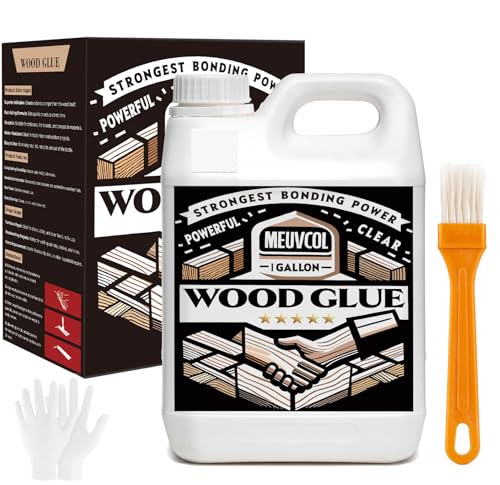 Meuvcol Wood Glue 1 Gallon, Ultimate Wood Glue for Furniture Heavy Duty, Furniture Glue for Woodworking,Crafts, Clear Strongest Glue for Wood, Extra Strength White Adhesive for Cabinets, Chair Legs - size: 4160 g