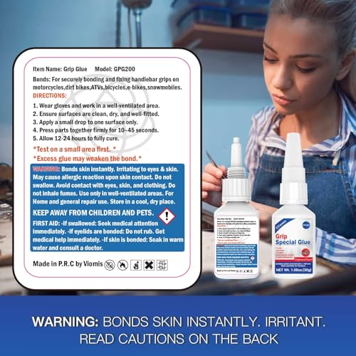 30g Motorcycle Grip Glue, Instant Handlebar Adhesive for Dirt Bike, ATV, MTB & Snowmobile, Professional Quick-Dry Flexible Bond, Waterproof & Vibration Resistant Clear Liquid Glue - size: 30g*1, style: Grip Glue
