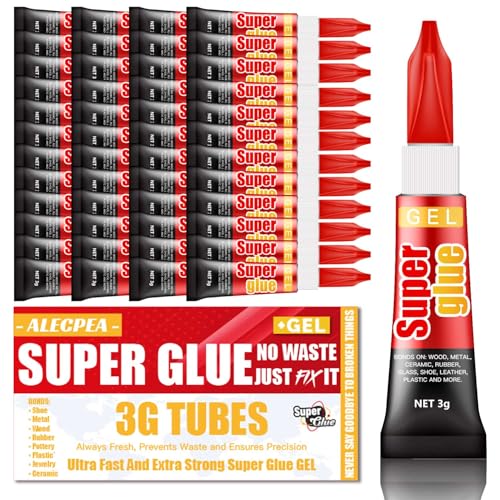 3 Gram (Pack of 48) Single use Super Glue Gel, Super Fast, Thick & Strong Adhesive Superglue, Cyanoacrylate Glue for Hard Plastics, DIY Craft, Ceramics, Frame, Leather, Metal Etc - size: Pack of 48, style: Gel