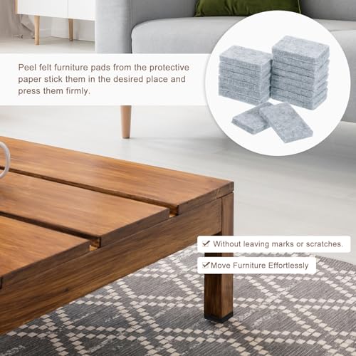 uxcell Furniture Pads, 16Pcs 1.4"x0.9" - Rectangle Self Adhesive Felt Furniture Pads, Hardwood Floor Protectors for Furniture Feet Chairs Legs (Gray) - color: Grey