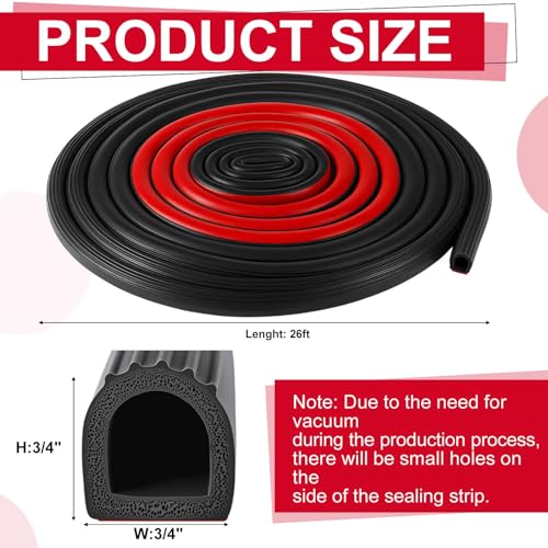 Pangda 26Ft D Shape Rubber Weather Stripping Foam Self-Adhesive EPDM Seal Strip for Noise Reduction Waterproof Dustproof for Cars Boats RVs Windows Doors (3/4" W x 3/4" H) - size: 26ft L, style: 3/4" W X 3/4" H
