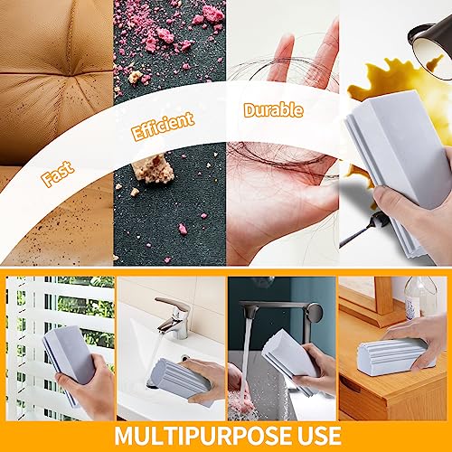 COBETE Damp Clean Duster Sponge,4pack Magic Sponge Eraser,Reusable Damp Dusting Sponge Household Cleaning for Blinds, Glass, Baseboards,Radiators,Window Track Grooves(Grey) - color: Gray