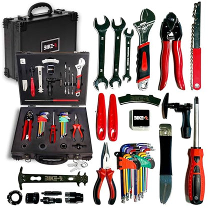 Elite 37-Piece Bike Tool Kit – Bicycle Repair & Maintenance Set for Mountain, Road, BMX & E-Bikes, w/Chain Breaker, Tire Repair Tools & Locking Hard Case
