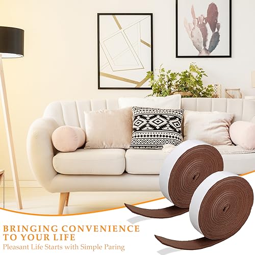 Zonon 4 Rolls 120 Inch Felt Strip with Adhesive Backing Felt Tapes Furniture Strip Rolls Self Stick Heavy Duty Polyester for Protecting Furniture and DIY Adhesive(Dark Brown,1 Inch) - color: Dark Brown, size: 1 Inch