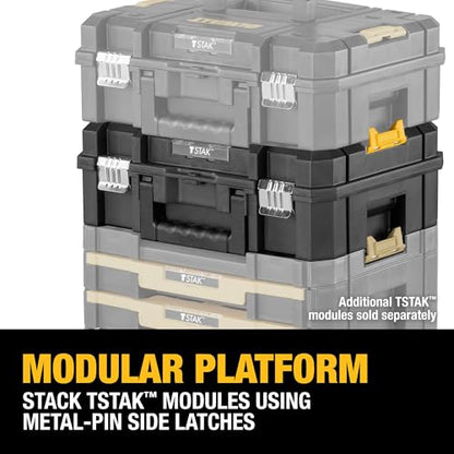 DEWALT Tool Box TSTAK II, 13 In. Flat Top Tool Storage Case, Stackable Organizer Hard Case Portable Toolbox, Heavy Duty, Holds Up To 66 lbs (DWST17807) - size: 1 Count (Pack of 1)