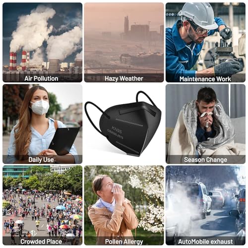 KN95 Face Mask 30pcs Disposable Face Masks Individual Packed Safety 5 Layers Breathable Cup Dust Masks Filtration>95% - color: Black