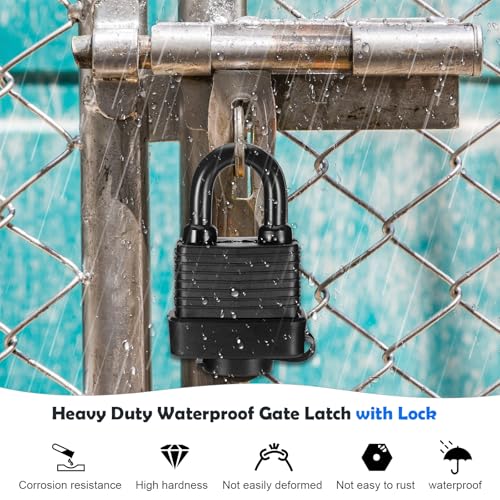 Padlock Latch Lock, 4Inch Stainless Steel Hasp Latch with Padlock Keys Screws, Heavy Duty Black Shed Lock, Waterproof Pad Locks Latches, Gate Locks for Barn Door Cabinet Fence Garage - style: 4Inch