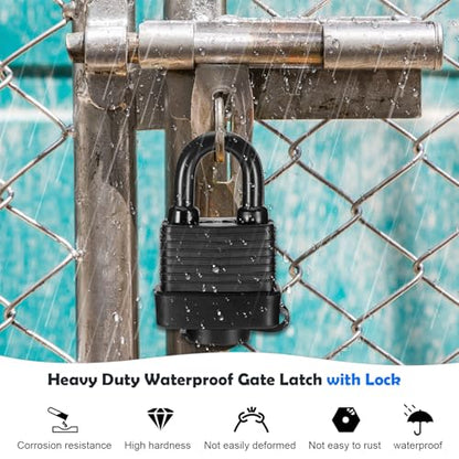 Padlock Latch Lock, 4Inch Stainless Steel Hasp Latch with Padlock Keys Screws, Heavy Duty Black Shed Lock, Waterproof Pad Locks Latches, Gate Locks for Barn Door Cabinet Fence Garage - style: 4Inch