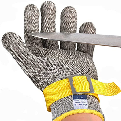 Dowellife ANSI A9 Cut Resistant Glove Food Grade, Stainless Steel Mesh Metal Knife Cutting Glove for Butcher Meat Cutting Oyster Shucking Kitchen Mandoline Chef Slicing Fish Fillet (X-Large) - size: X-large (Pack of 1)
