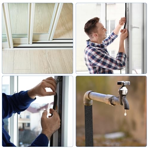 PATIKIL 1 9/16 Inch x 33 Ft Weather Stripping Door Seal Strip, 1mm Thick EVA Self Adhesive Foam Seal Tape for Door Window Insulation, Black - size: 1 9/16 Inch x 33 Ft