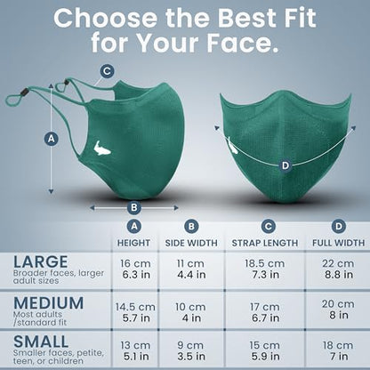 INHERENT Premium Traveler's Face Mask with Anti-Odor SILVERbac | Reusable, Adjustable, Comfortable - style: Green - Small