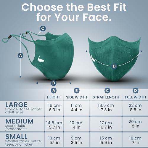 INHERENT Premium Traveler's Face Mask with Anti-Odor SILVERbac | Reusable, Adjustable, Comfortable - style: Green - Large