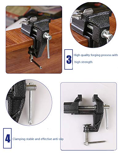 Mini Table Clamp, Small Bench Vice, New upgraded cast iron manufacturing Jewelers Hobby Clamps Craft Repair Tool Portable Work Bench Vise (mini) - size: Mini 2.0" Black
