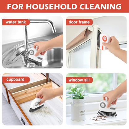 2Pcs 2 in 1 Groove Cleaning Brush, Window Track Cleaning Tools with Hidden Scraper, Multifunctional Hard Bristle Grip Brush for Sliding Door Track, Window Sill