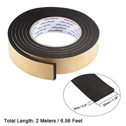 uxcell Sealing Foam Tape 30mm Wide 5mm Thick 2m/6.56ft Long, EVA Self Adhesive Weather Strip for Window Door Insulation - size: 30mmx5mmx2m