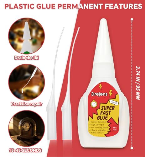Super Glue for Plastic Fast-Drying Plastic Model Glue Strong Adhesive 3D Print, Car, PVC, Acrylic, Craft, Wood, DIY Craft 0.35 oz*2 Pack - size: 0.35 oz*2