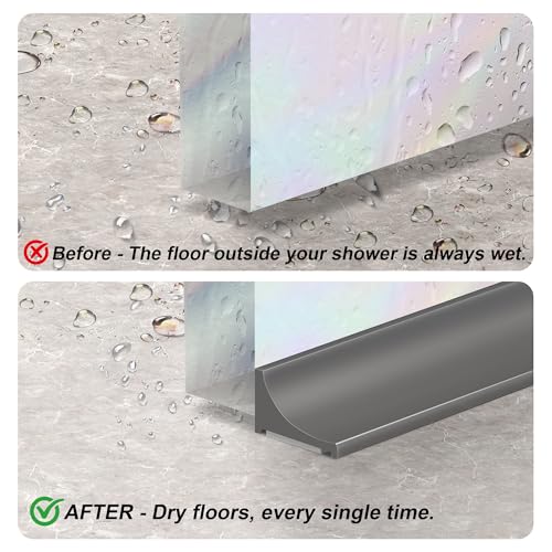 39Inch Shower Threshold Water Dam, Self-Adhesive Silicone Shower Barrier Water Stopper Shower Door Bottom Seal Strip Shower Splash Guard for Bathroom Kitchen Bathtub - color: Gray, style: 39 inch