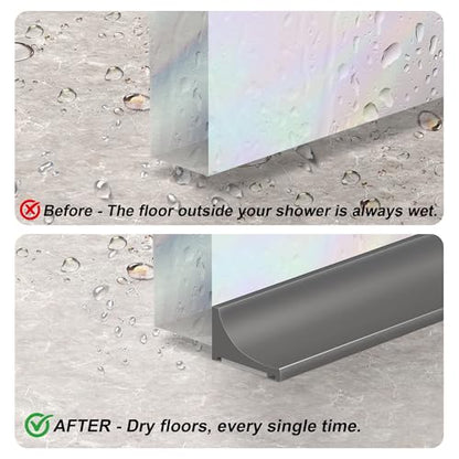 98Inch Shower Threshold Water Dam, Self-Adhesive Silicone Shower Barrier Water Stopper Shower Door Bottom Seal Strip Shower Splash Guard for Bathroom Kitchen Bathtub - color: Gray, style: 98 inch