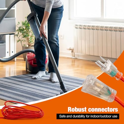 25FT Outdoor Extension Cord, Heavy Duty Extension Cord with 16/3 Gauge and 100% OFC Wire, Extra-Thick Insulation, Sturdy Jacket, Waterproof, Resistant to Heat and Cold for Home, Office, Outdoor