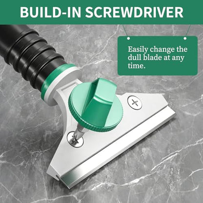 6 in 1 Caulk Remover Tool with Dual-End Multi-Function Handle – Includes Grout Removal Tool for Bathroom, Kitchen, Tile, Shower, Sink & Window Sealing and Cleaning - color: Green