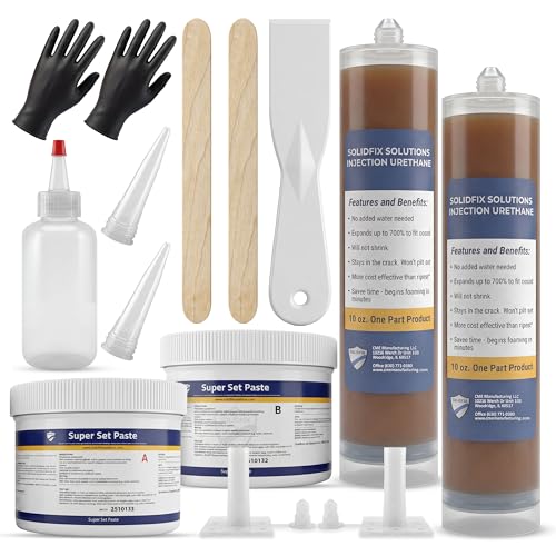 Concrete Crack Injection Kit – DIY Basement Wall Crack Repair – Polyurethane Leak Seal System – Stops Active Water Leaks in Foundation Walls – Easy No-Dig Injection Repair Kit - Ideal for DIY Projects