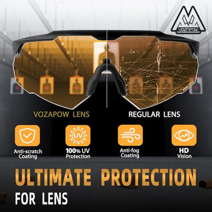 Shooting Glasses Anti Fog with High Definition Lenses, ANSI Z87+ Certified Tactical Safety Glasses for Men Women - color: A6-amber
