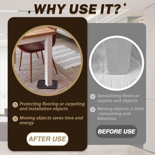 ASTIMESA 8 Pieces 3" Square Furniture Sliders, Heavy Duty Furniture Pads Cups with Carpet Base, Reusable Floor Protectors for Hardwood Vinyl Tile Couch Table Chair Bottom (Brown) (78mm, Square) - size: 78mm