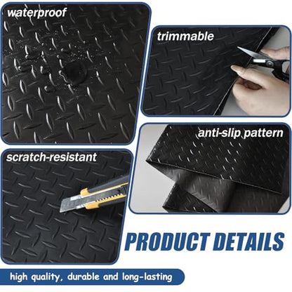 48" x 17" Workbench Mat，PVC Work Bench Mat Top with Non-Slip Steel Plate Texture, 1.5mm Thick Rectangle Vinyl Table Top Protector, Woodworking,DIY Projects