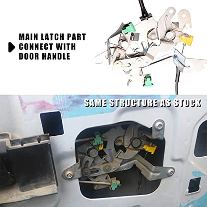 Rear Left Door lock latch w/Cable assembly compatible for Ford F250 F350 Super Duty Extended Cab 1999-2007 Driver rear door upper&lower latch repalcement 6C3Z28264A01AA - size: F250 99-07 Rear Left