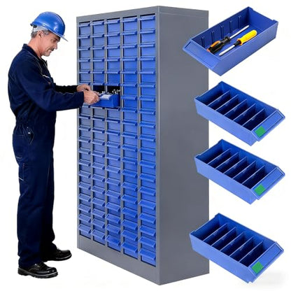 100 Drawers Bolt & Nut Tool Storage Cabinet with ABS Material, 25.8” x 8.66” x 46” Parts Cabinet with Label Stickers & Shelves, Parts Cabinet for Tool Hardware Storage, Auto Repair Shop (100 Drawer) - size: 100 Drawer