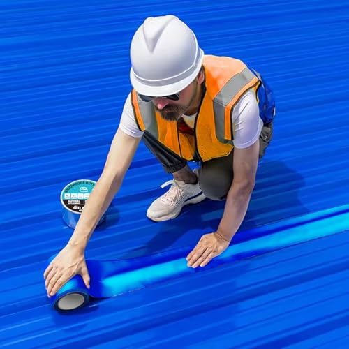 Super Waterproof Tape 6 in x 16ft, Self Adhesive Leak Proof Pool Cover Repair Tape High Strength Blue Butyl Sealant Tape for RV Roof, Roof Crack, Pool Liner Patch, Pipe Leak - size: 6in x 16ft