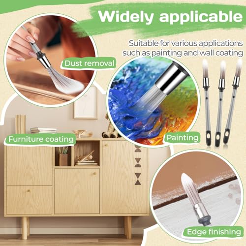 3 Pcs Paint Brushes for Painting Walls,0.37in Small Paint Brush,for Skirting Board Furniture Corner Edge,Painting Tool Detail Trim Brush and Spot Repair Brush