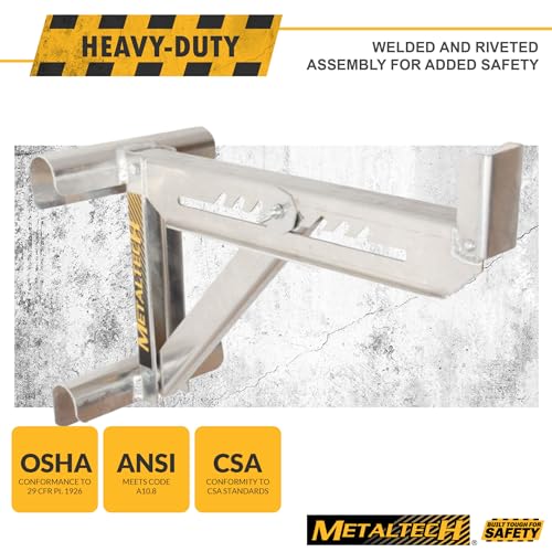 Metaltech 1 Unit 2-Rung Ladder Jack E-LJ20, Aluminum Jack for Scaffolding Extensions and Work Platforms, Scaffold, Masonry, Painting, Roofing Tool for Job Site and Home Improvement - size: 1 Unit 2 Rung