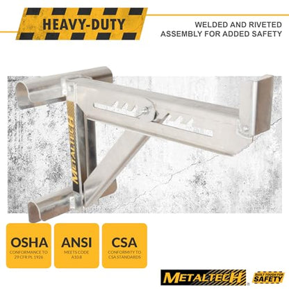 Metaltech 1 Unit 2-Rung Ladder Jack E-LJ20, Aluminum Jack for Scaffolding Extensions and Work Platforms, Scaffold, Masonry, Painting, Roofing Tool for Job Site and Home Improvement - size: 1 Unit 2 Rung