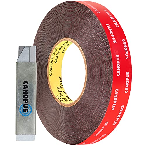 CANOPUS Double Sided Tape, 5952 Heavy Duty Mounting Tape, Strong Bond & Weatherproof Seal Strip for Automotive Mounting, Picture and Photo Frame, Poster, Craft, 0.75 in x 45 ft, Black, Made in USA - size: 0.75in X 15yd