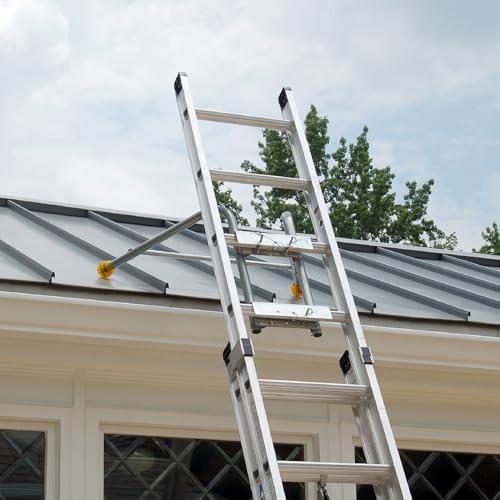 Tie Down Roof Zone Height Adjustable Roofing Standoff Safety Ladder Stabilizer w/Surface Protection | Quick Connect Assembly | Great for Residential/Commercial/Industrial