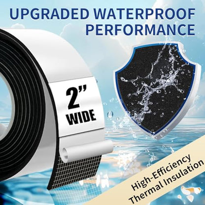 MAXKOSKO Pipe Insulation Tape, 13 Ft x 2 in Outdoor Water Pipe Wrap Insulation Roll, Foam Insulated Wrap Self-Adhesive for Pipe Freeze Protection, Heat Tape for Water Pipes, Copper PVC AC Line - style: 2 in x 13 ft