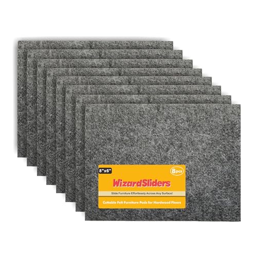 Felt Furniture Pads Self-Adhesive for Hardwood Floors, 8pcs 8" x 6" x 1/5" Cuttable Furniture Pads Square Furniture Movers, Floor Protector Cut into Any Shape,Grey - color: Grey, size: 8pcs