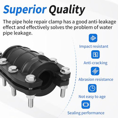 Pipe Repair Clamp Leak Sealer, 3/4 Inch Water Pipe Clamp Repair Kit, for Emergency Pipe Repair of OD 20MM Plastic and Metal Pipes
