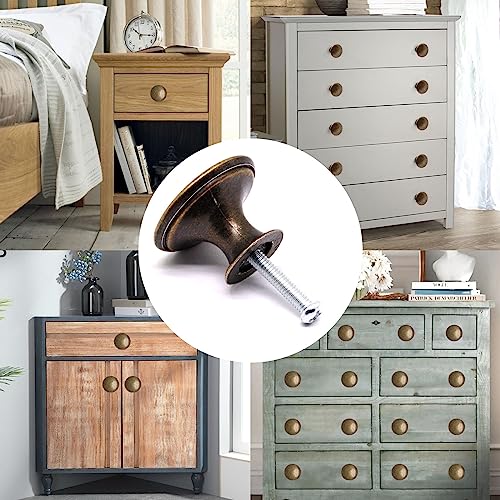 8 Pcs Antique Brass Cabinet Knobs, Round Dresser Knob Kitchen Drawer Knobs, Single Hole Cupboard Door Knob Dresser Drawer Pulls Handles - color: Antique Brass, size: 8 Pack