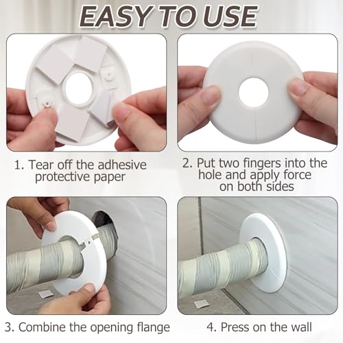 2 Pcs Wall Split Flange, Self-Adhesive Plumbing Cover Plates for Faucet, Kitchen, Toilet Decorative - Fits 51mm Pipes, Black