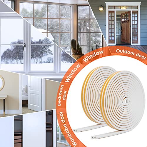 YOUSHARES 52.5 Feet Long Weather Stripping for Door, Insulation Weatherproof Doors and Windows Seal Strip,Collision Avoidance Rubber Self-Adhesive, (52.5 Ft/16m, White) - color: 16m/52.5ft White