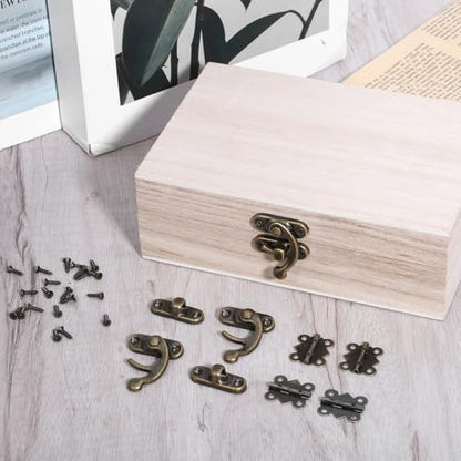 30 Sets Retro Jewelry Box Hinges, Latches and Hooks - Jewelry Box Hardware, Retro Vintage Style Hinge with Screws for Cabinet Crafts Wooden Jewelrys Boxes (Catch*10 + Hinges*20) (30)