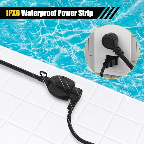 6FT Waterproof Outdoor Extension Cord,IPX6 Waterproof,Cold Weather & Fireproof,Heavy Duty 3 Prong Cable,18AWG 125V 10A,FCC/ETL Certified - size: 6FT