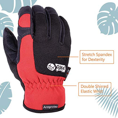 SKYDEER Mens Work Gloves, Touch screen Utility Mechanic Gloves, Flexible Breathable Fit and Padded Knuckles & Palm Protection (SD8821/M) - color: Red-black, size: Medium