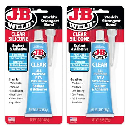 J-B Weld 31310 Clear All-Purpose RTV Silicone Sealant and Adhesive - 3 oz. - 2-Pack - size: 3oz 2 Pack