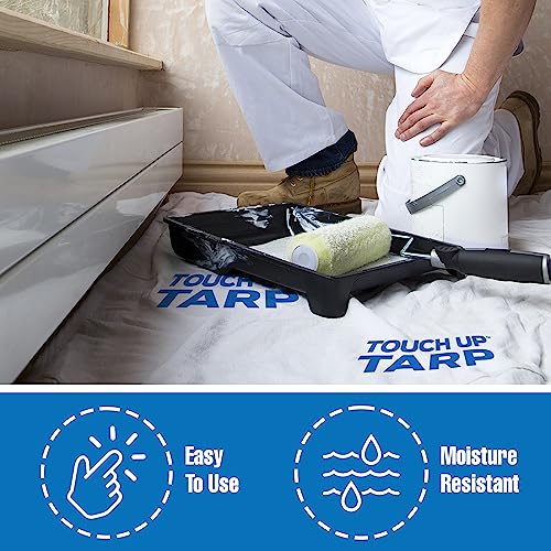 Touch Up Cup Paint Storage Containers and Fabric Painters Tarp, 3 Plastic Painting Cups with Lids, 1 Drop Cloth for Painting, As Seen On Shark Tank Products - style: 3 Cups + 1 Tarp