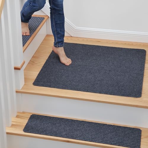 MBIGM Non-Slip Carpet Stair Tread Mat 30" x 30" Landing Rug-Matching Mat Non-Skid Safety Rug Slip Resistant - Gray - color: Grey, size: 2'6" x 2'6" - 1 pcs